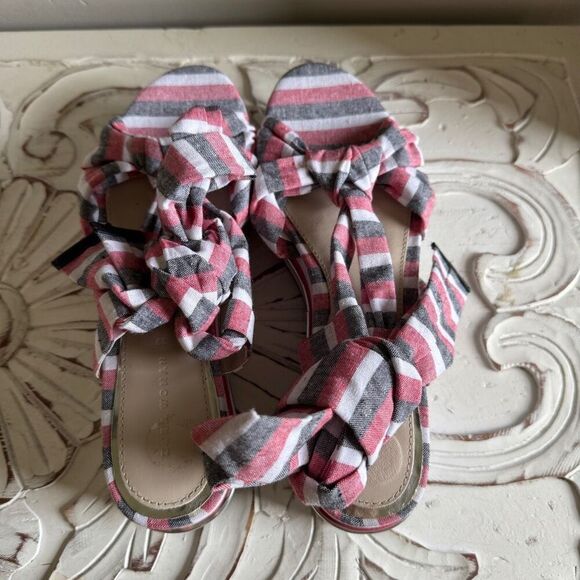 Zara red, white, and blue ribbon tie platform sandal size 39 - Picture 7 of 8